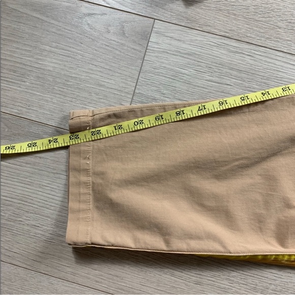 Nili Lotan Khaki Yellow Striped Linen Pants Size 10 - Picture 13 of 14